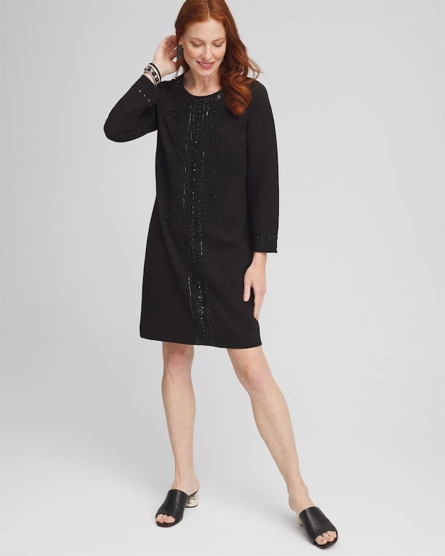 Embellished Ponte Sheath Dress - image 2